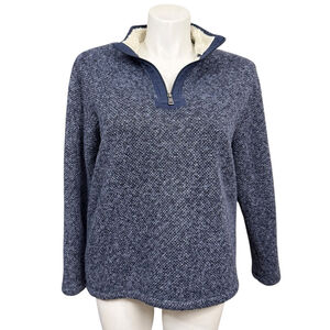 Orvis Women’s Quarter Zip Fleece Lined Pullover Sweater Blue Size Large